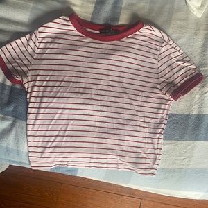 Forever 21 red and white lined cropped top size medium